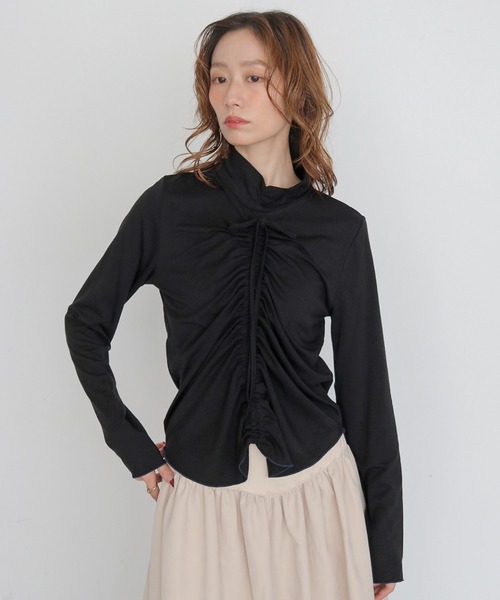 CLEIO(クレイオ)の「【CLEIO】2WAYメロウギャザーカットソー 2WAY MELLOW GATHER CUTSEW(Tシャツ/カットソー・レディース・ブラック/アイボリー・FREE)」の20枚目の写真