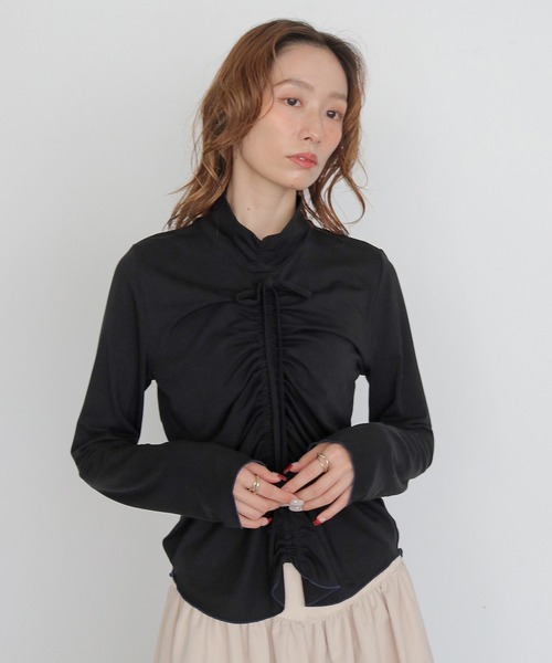 CLEIO(クレイオ)の「【CLEIO】2WAYメロウギャザーカットソー 2WAY MELLOW GATHER CUTSEW(Tシャツ/カットソー・レディース・ブラック/アイボリー・FREE)」の21枚目の写真