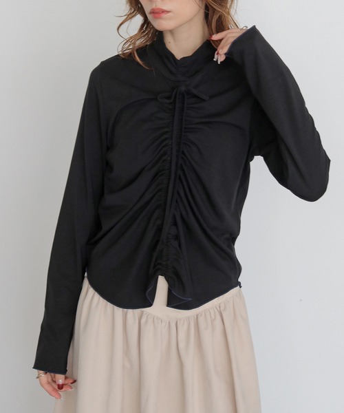 CLEIO(クレイオ)の「【CLEIO】2WAYメロウギャザーカットソー 2WAY MELLOW GATHER CUTSEW(Tシャツ/カットソー・レディース・ブラック/アイボリー・FREE)」の19枚目の写真