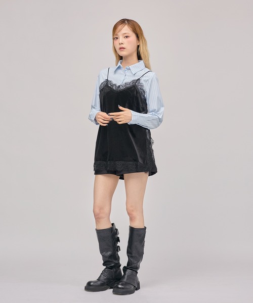 MSGirl(エムエスジーガール)の「ランジェリーコアキャミソール ベロア(キャミソール・レディース・ブラック/チャコール・M)」の11枚目の写真