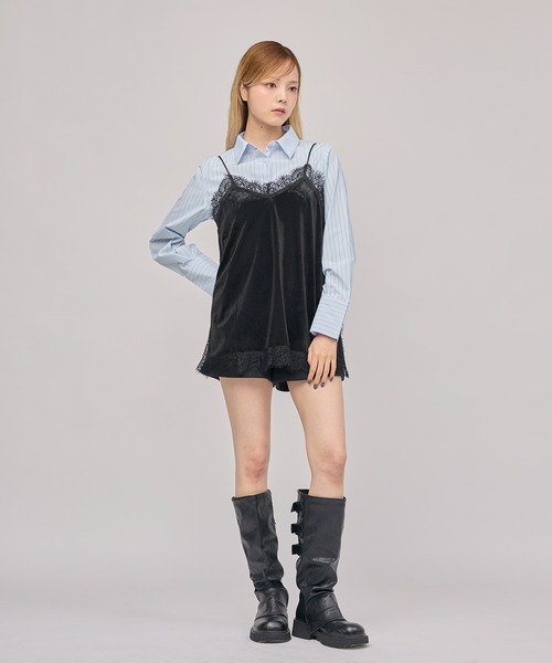 MSGirl(エムエスジーガール)の「ランジェリーコアキャミソール ベロア(キャミソール・レディース・ブラック/チャコール・M)」の12枚目の写真