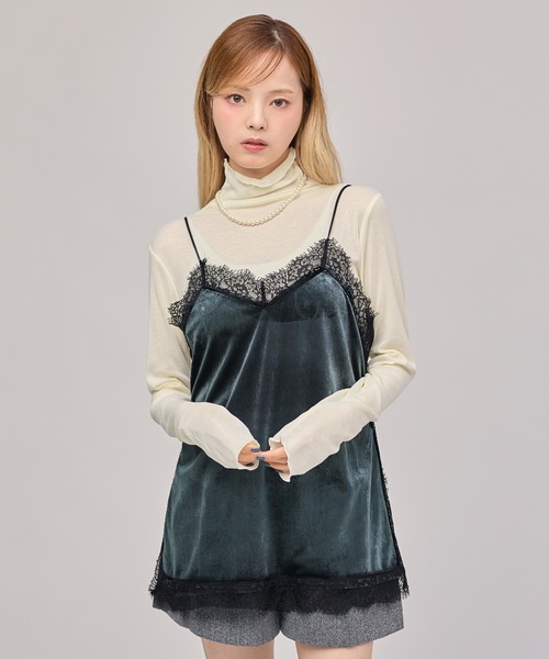 MSGirl(エムエスジーガール)の「ランジェリーコアキャミソール ベロア(キャミソール・レディース・ブラック/チャコール・M)」の14枚目の写真