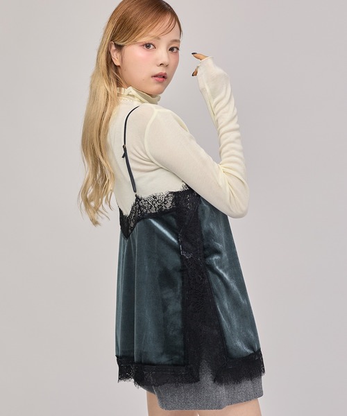 MSGirl(エムエスジーガール)の「ランジェリーコアキャミソール ベロア(キャミソール・レディース・ブラック/チャコール・M)」の15枚目の写真