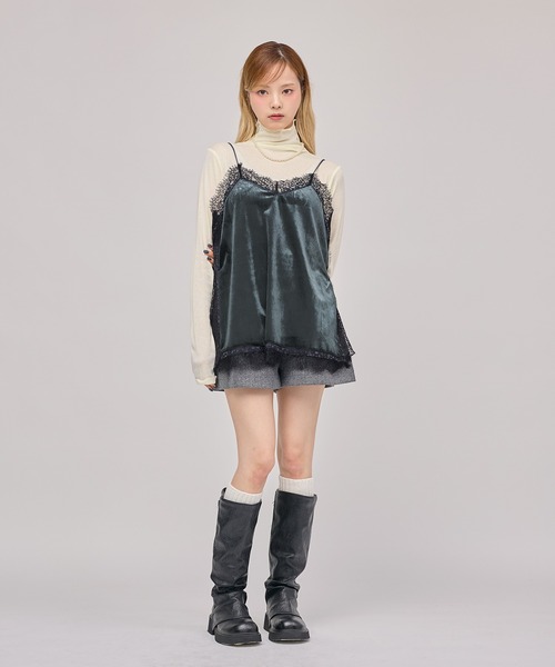 MSGirl(エムエスジーガール)の「ランジェリーコアキャミソール ベロア(キャミソール・レディース・ブラック/チャコール・M)」の16枚目の写真