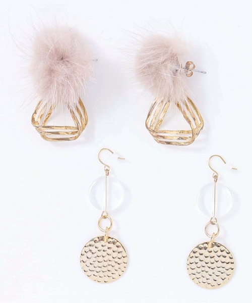 yield(イールド)の「【yield select】ファービジュー モチーフピアス 2点セット(ピアス(両耳用)・レディース・ピンク/グレー・FREE)」の2枚目の写真