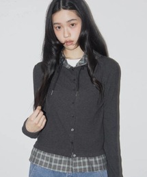 ◇SOME PLACE◇ブランド直輸入正規品/チェックフリルレイヤードフードストリングロングスリーブカーディガン CHECKED FRILL LAYERED HOODED STRING LONG SLEEVE CARDIGAN