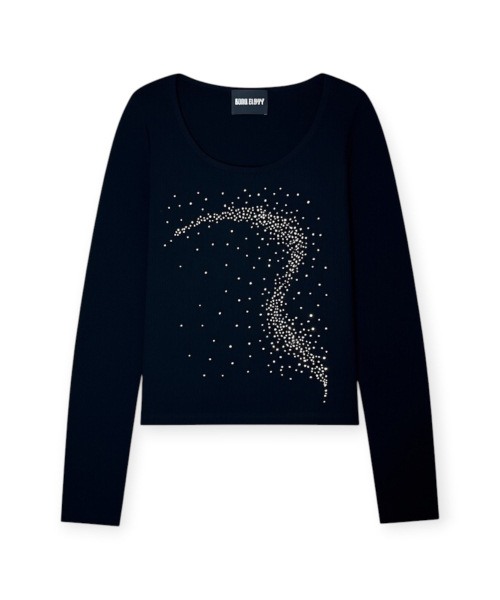 BORN SLIPPY(ボーンスリッピー)の「Future Wave リブ長袖Tシャツ(ブラック)(Tシャツ/カットソー・レディース・その他・FREE)」の4枚目の写真