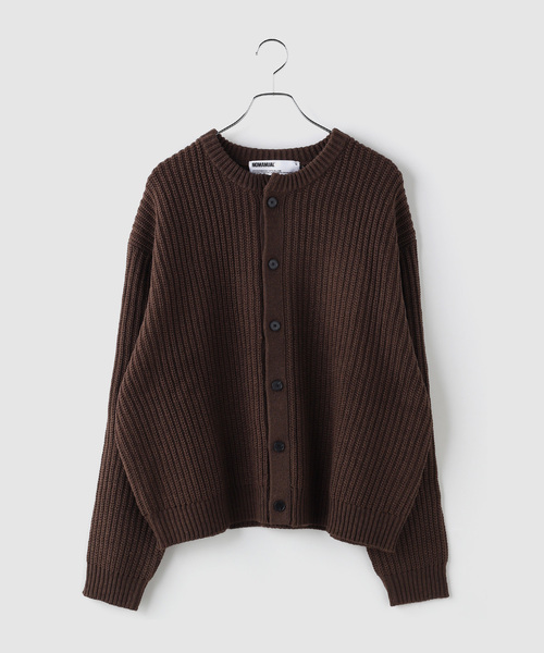 NOMANUAL(NOMANUAL)の「NOMANUAL / ノーマニュアル EASE ROUND NECK CARDIGAN(カーディガン/ボレロ・メンズ・ブラウン/ブラック・LARGE/MEDIUM)」の2枚目の写真