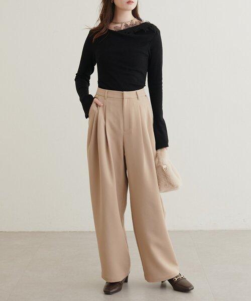 natural couture（ナチュラルクチュール）の「レースデザインドレープニット（ニット/セーター・レディース・ブラック/ブラウン/サックスブルー/ピンク/アイボリー・FREE）」の14枚目の写真