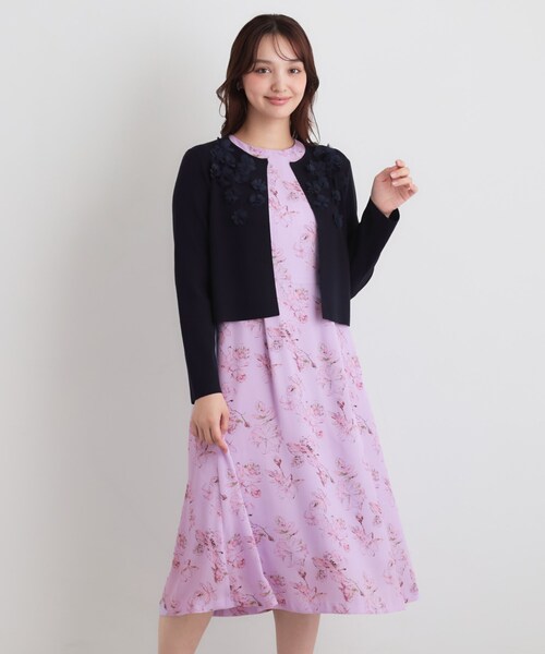 Sunauna(スーナウーナ)の「【手洗い可】花モチーフ付カーディガン(カーディガン/ボレロ・レディース・ネイビー/オフホワイト/パープル・34/38/40)」の19枚目の写真