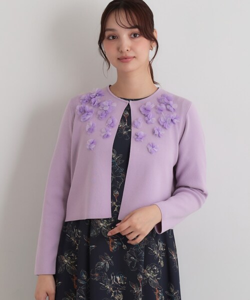 Sunauna(スーナウーナ)の「【手洗い可】花モチーフ付カーディガン(カーディガン/ボレロ・レディース・ネイビー/オフホワイト/パープル・34/38/40)」の21枚目の写真