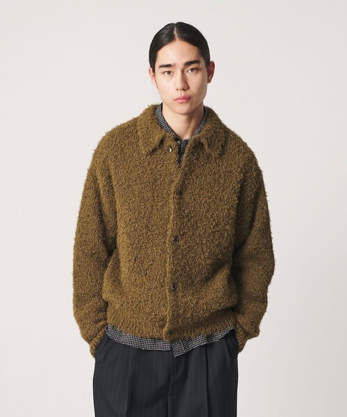 MONKEY TIME(モンキータイム)の「フェザーヤーン ニット ジャケット(ニット/セーター・メンズ・ダークグレー/オリーブ・L/XL/M/S)」の1枚目の写真