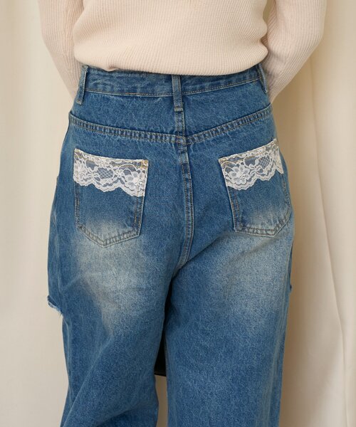 CIAOPANIC(チャオパニック)の「【neutral by ciaopanic】スカートレイヤードデニムパンツ(デニムパンツ・レディース・インディゴブルー・SMALL/LARGE/MEDIUM)」の3枚目の写真