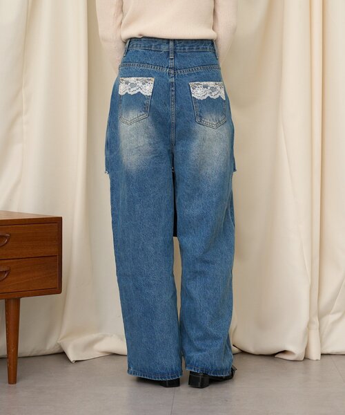 CIAOPANIC(チャオパニック)の「【neutral by ciaopanic】スカートレイヤードデニムパンツ(デニムパンツ・レディース・インディゴブルー・SMALL/LARGE/MEDIUM)」の6枚目の写真