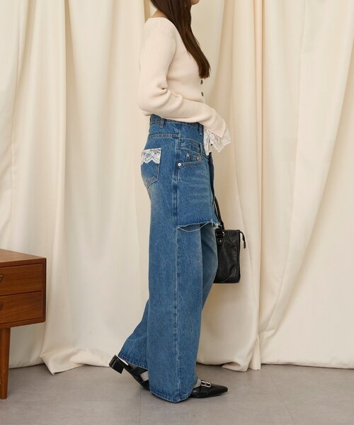 CIAOPANIC(チャオパニック)の「【neutral by ciaopanic】スカートレイヤードデニムパンツ(デニムパンツ・レディース・インディゴブルー・SMALL/LARGE/MEDIUM)」の8枚目の写真