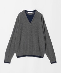 ウールカシミヤ 2トーン レイヤード ニットプルオーバー