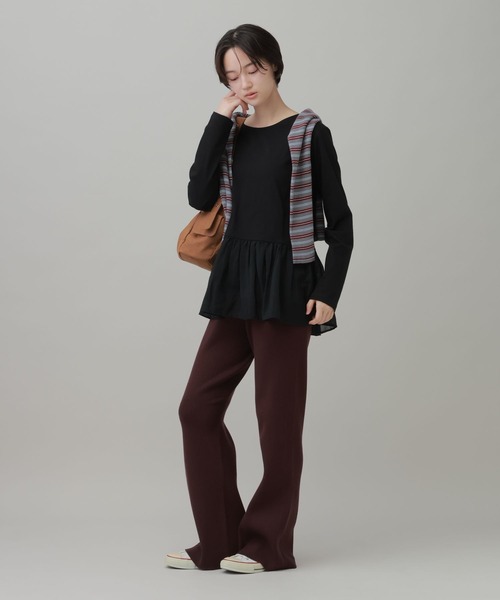 LAKOLE（ラコレ）の「リブニットフレアパンツ / 1076442（その他パンツ・レディース・ブラウン/グレー/ブラック・LARGE/MEDIUM）」の8枚目の写真