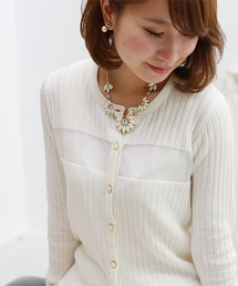 REAL CUBE | REAL CUBE フラワーボタン　シースルー切替カーディガン(カーディガン/ボレロ)