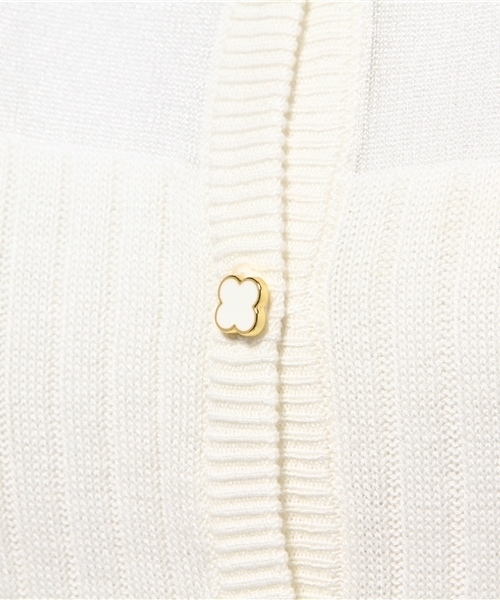 REAL CUBE(リアルキューブ)の「REAL CUBE フラワーボタン シースルー切替カーディガン(カーディガン/ボレロ・レディース・ピンク/オフホワイト/グレー/ラベンダー・38)」の5枚目の写真