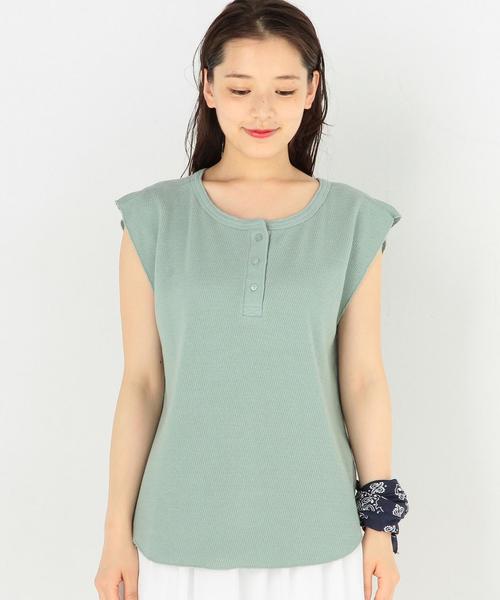 Another Edition（アナザーエディション）の「ハニカムメッシュヘンリーネックTシャツ/ AEBC　ハニカム MESH HLY T◆（Tシャツ/カットソー・レディース・オフホワイト/ブラック/オレンジ系その他/ライム・FREE）」の20枚目の写真