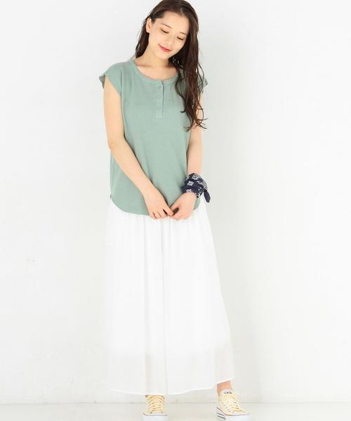 Another Edition（アナザーエディション）の「ハニカムメッシュヘンリーネックTシャツ/ AEBC　ハニカム MESH HLY T◆（Tシャツ/カットソー・レディース・オフホワイト/ブラック/オレンジ系その他/ライム・FREE）」の22枚目の写真
