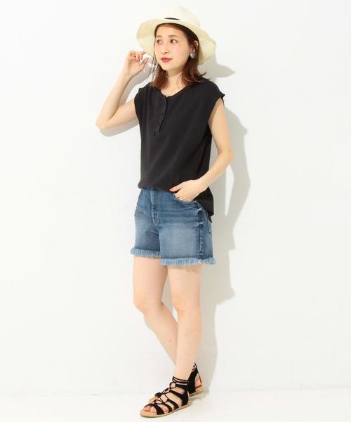 Another Edition（アナザーエディション）の「ハニカムメッシュヘンリーネックTシャツ/ AEBC　ハニカム MESH HLY T◆（Tシャツ/カットソー・レディース・オフホワイト/ブラック/オレンジ系その他/ライム・FREE）」の5枚目の写真