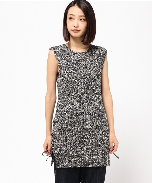 MOUSSY（マウジー）の「HL SLEEVELESS KNITTED LONG TOP（タンクトップ・レディース・ブラック系その他/ブラック・FREE）」の7枚目の写真