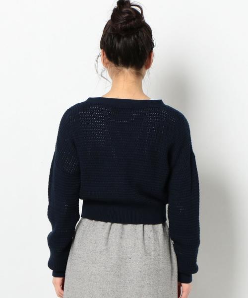 Another Edition(アナザーエディション)の「スカシVネックショートカーディガン ◆(カーディガン/ボレロ・レディース・ネイビー/オフホワイト/ライトピンク・FREE)」の12枚目の写真