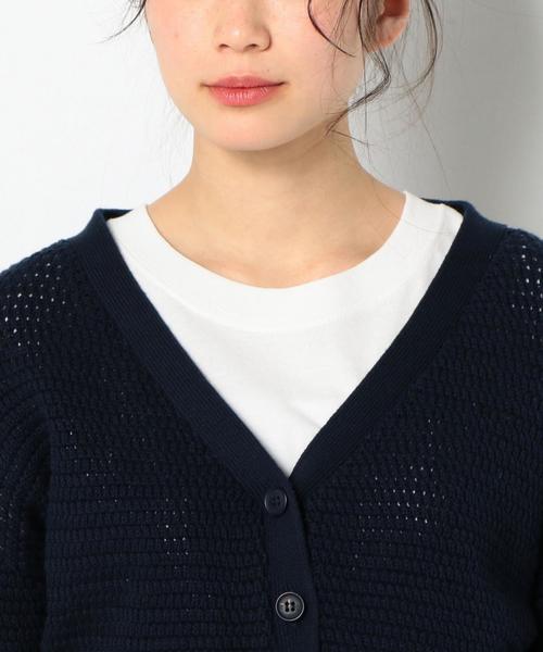 Another Edition(アナザーエディション)の「スカシVネックショートカーディガン ◆(カーディガン/ボレロ・レディース・ネイビー/オフホワイト/ライトピンク・FREE)」の6枚目の写真