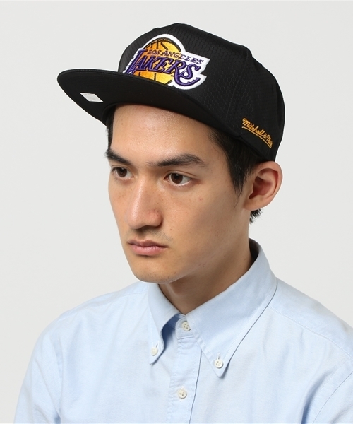 Mitchell Ness ミッチェル ネス の ミッチェル ネス スナップバックキャップ ブラック リップストップ ハニカム Nba ロサンゼルス レイカーズ ブラック Mitchell Ness キャップ Wear