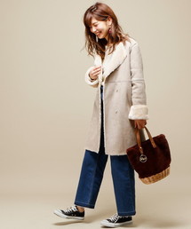 natural couture | ムートンノーカラーコート(ムートンコート)