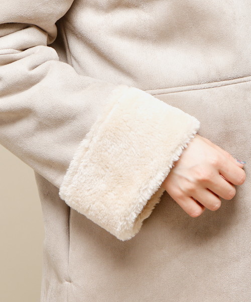 natural couture(ナチュラルクチュール)の「ムートンノーカラーコート(ムートンコート・レディース・ブラック/ベージュ/キャメル・FREE)」の18枚目の写真