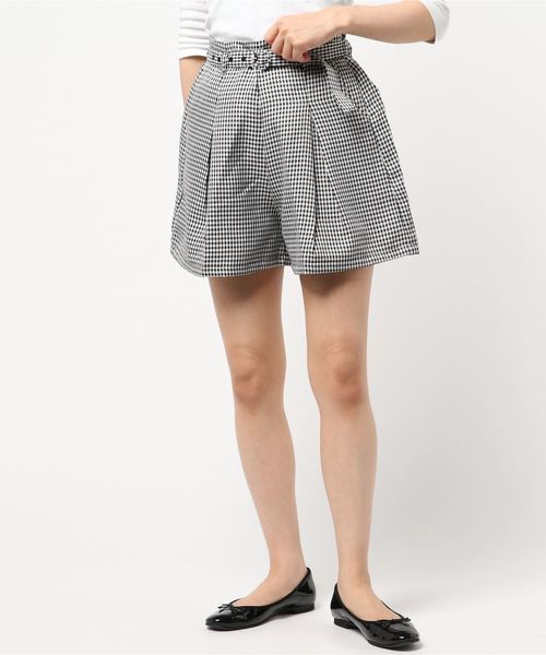 Culture Medium(カルチャーミディアム)の「先染めギンガムチェックウエストリボンショートパンツ(その他パンツ・レディース・ブラック/ベージュ/ネイビー/ピンク・FREE)」の7枚目の写真