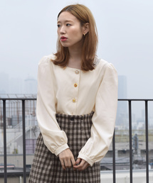 w closet | 前ボタンスクエアネック長袖ブラウス_(シャツ/ブラウス)