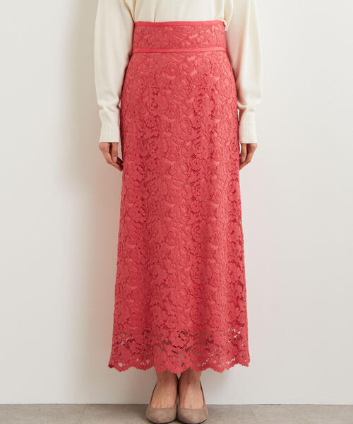 green label relaxing(グリーンレーベルリラクシング)の「KFC レース ロング スカート ◆(スカート・レディース・ネイビー/オフホワイト/ピンク・38/36)」の14枚目の写真