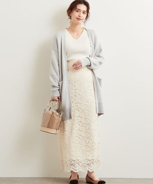 green label relaxing(グリーンレーベルリラクシング)の「KFC レース ロング スカート ◆(スカート・レディース・ネイビー/オフホワイト/ピンク・38/36)」の13枚目の写真