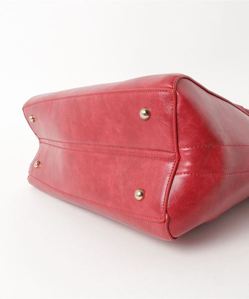 florist(フローリスト)の「【2way】【2点セット】ヴィンテージ風大きめハンドバッグ(ハンドバッグ・レディース・ブラック/ダークブラウン/ブラウン/グレー/レッド/オレンジ/イエロー・FREE)」の9枚目の写真