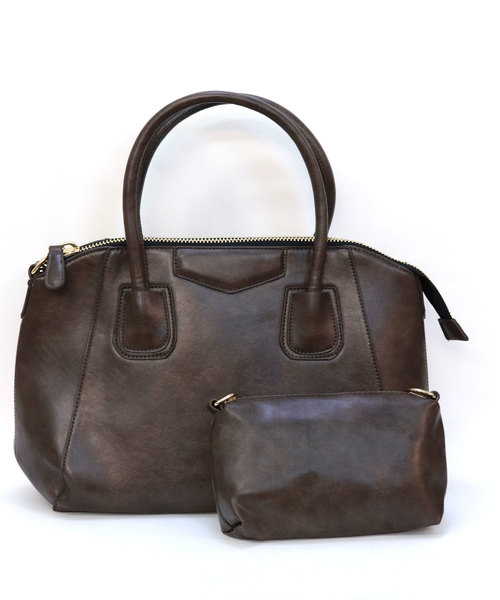 florist(フローリスト)の「【2way】【2点セット】ヴィンテージ風大きめハンドバッグ(ハンドバッグ・レディース・ブラック/ダークブラウン/ブラウン/グレー/レッド/オレンジ/イエロー・FREE)」の3枚目の写真