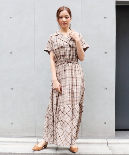 Eclin エクラン の チェックオープンカラーマキシワンピース ワンピース Wear