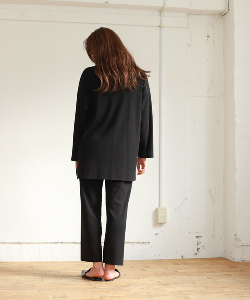 Auntie Rosa（アンティローザ）の「【Auntie Rosa】リブセットアップ（Tシャツ/カットソー・レディース・ベージュ/ブラック・FREE）」の5枚目の写真