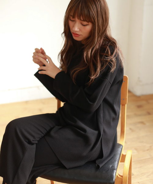 Auntie Rosa（アンティローザ）の「【Auntie Rosa】リブセットアップ（Tシャツ/カットソー・レディース・ベージュ/ブラック・FREE）」の6枚目の写真