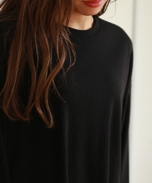 Auntie Rosa（アンティローザ）の「【Auntie Rosa】リブセットアップ（Tシャツ/カットソー・レディース・ベージュ/ブラック・FREE）」の7枚目の写真