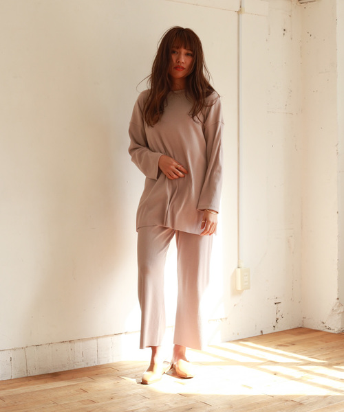 Auntie Rosa（アンティローザ）の「【Auntie Rosa】リブセットアップ（Tシャツ/カットソー・レディース・ベージュ/ブラック・FREE）」の11枚目の写真