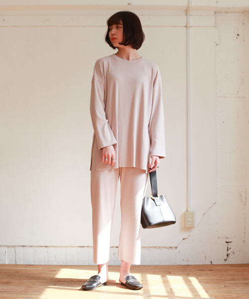 Auntie Rosa（アンティローザ）の「【Auntie Rosa】リブセットアップ（Tシャツ/カットソー・レディース・ベージュ/ブラック・FREE）」の12枚目の写真