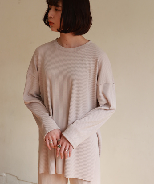 Auntie Rosa（アンティローザ）の「【Auntie Rosa】リブセットアップ（Tシャツ/カットソー・レディース・ベージュ/ブラック・FREE）」の14枚目の写真