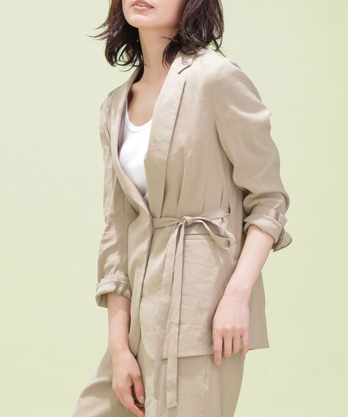nano・universe(ナノユニバース)の「リネンベルトジャケット(テーラードジャケット)」|ベージュ