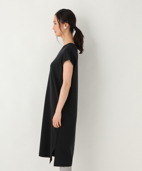 GLOBAL WORK（グローバルワーク）の「洗えるヌキエリVネックワンピ半袖/834288（ワンピース・レディース・ダークブルー/オレンジ系その他/ライトベージュ・FREE）」の8枚目の写真