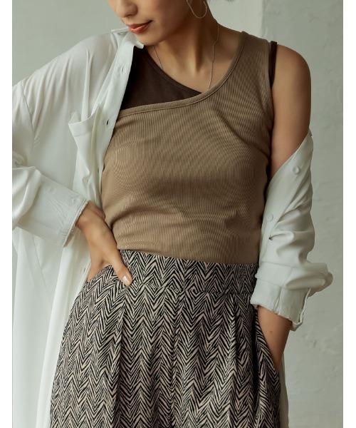 Re:EDIT(リエディ)の「マルチウェイワンショルトップス&キャミソール2点SET(タンクトップ)」|ベージュ