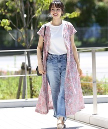 LIBERTY Vネックシャツワンピース【手洗い可能】◆