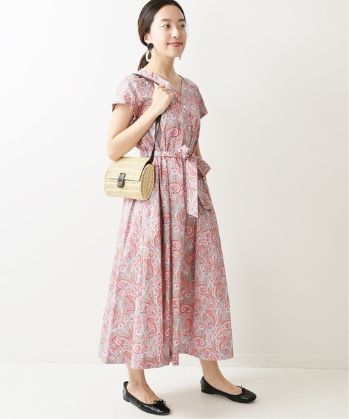La TOTALITE(ラトータリテ)の「LIBERTY Vネックシャツワンピース【手洗い可能】◆(ワンピース・レディース・レッド/ボルドー/ピンク系その他・FREE)」の14枚目の写真